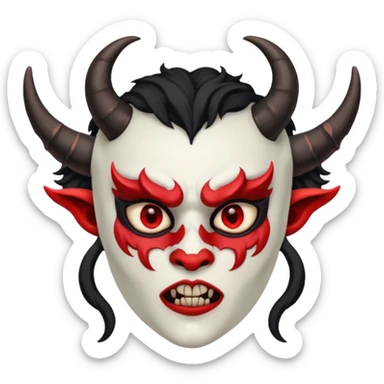 a demon waring an angels mask sticker