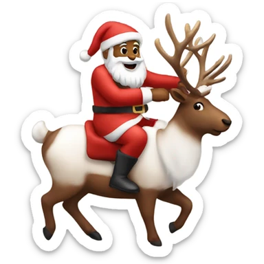 Brown Santa riding a reindeer sticker