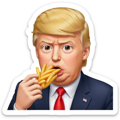 Trump eating French fries sticker