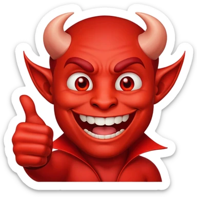 The devil giving thumbs up sticker