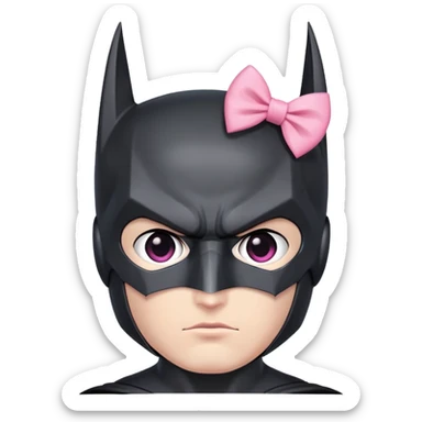 Batman with a pink bow on his head sticker