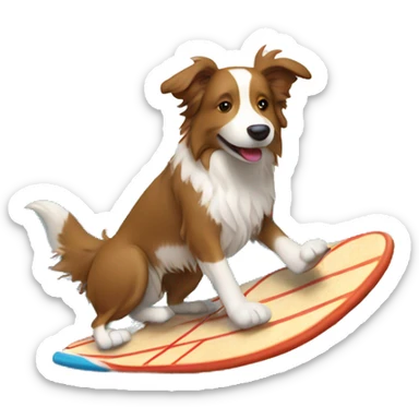 Light brown border collie riding a surf board sticker