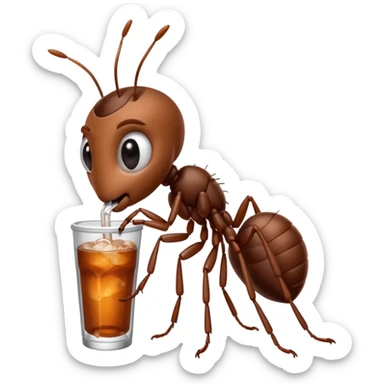ant drinkig soda sticker