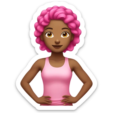 brown skinned yoga girl light pink clothes and hot pink hair  sticker