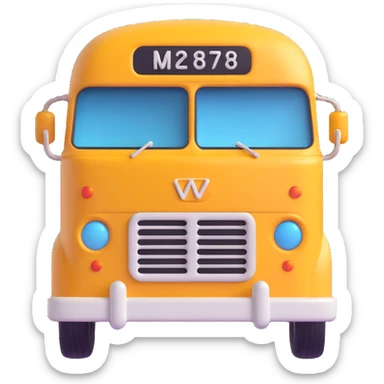 3D emoji of a retro bus inspired by the reference photo, front view, cartoonish, playful, simplified features sticker
