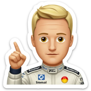 Ralf Schumacher pointing at Ralf Schumacher sticker