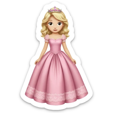 blond wavy beautiful princess full body in pink dress dress elegant sticker