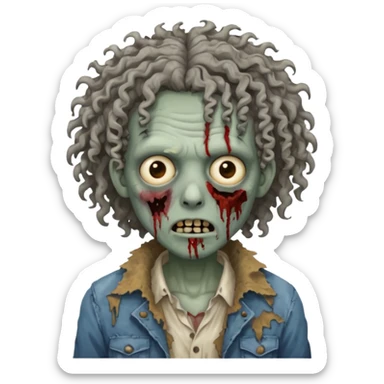 curly haired zombie sticker