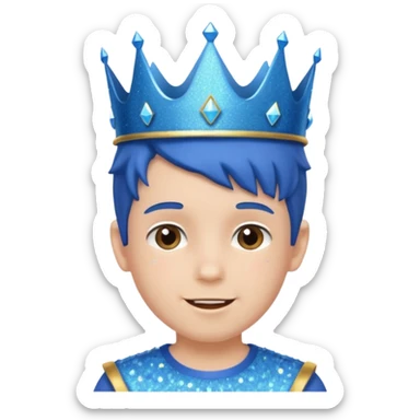 blue Boy happy glitter blue crown sticker