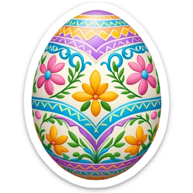 A colorful decorated Easter egg with patterns and designs sticker