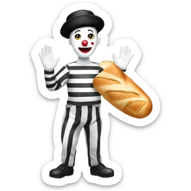 Mime with a baguette sticker