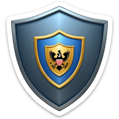 Professional security services logo, featuring a shield and a guard icon. sticker