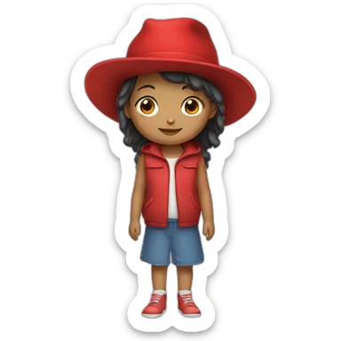 A little girl with a red hat sticker