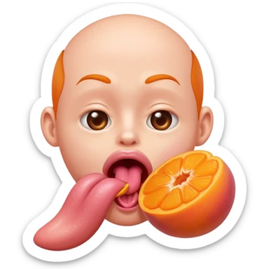 langue qui dépasse d'une bouche humaine ouverte et lèche un abricot sticker