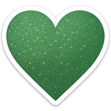 Edit the glittery blue color heart with a subtle gradient and no border to a glittery green color heart with a subtle gradient and no border. Keep the background transparent. Maintain the glittery texture and subtle gradient effect in green sticker