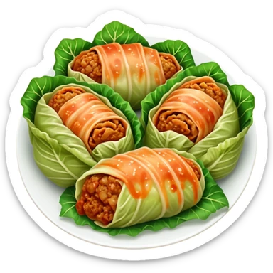 Create an emoji of holubtsi -Ukrainian dish which consists of cabbage leaves and inside is rice with meat  sticker
