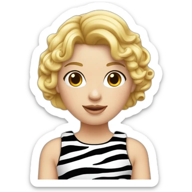 Meisje met krullen en een zebra jurk blond haar sticker