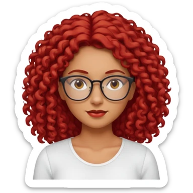 rizada peli roja tono fuerte , trigueña , con lentes y top blanco pelo largo  sticker