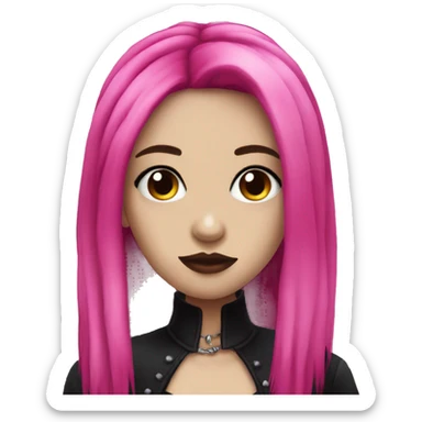 Goth girl long hot pink hair  sticker