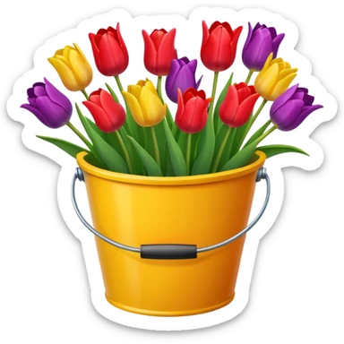 a bucket of tulips sticker