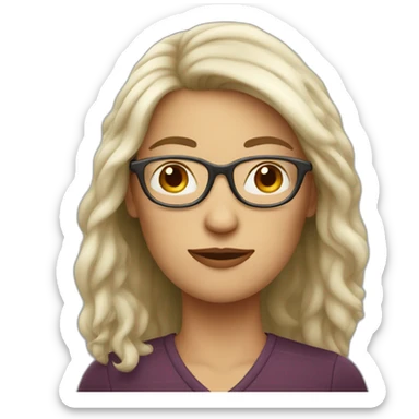 white burgundi woman with hair at eck level with glasses and big nose sticker