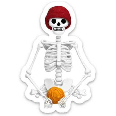 A skeleton crocheting  sticker