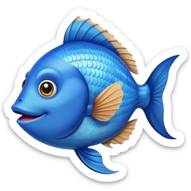 blue happy fish from the left side sticker