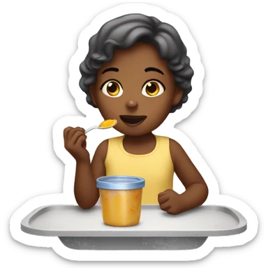 girl eating baby food sticker