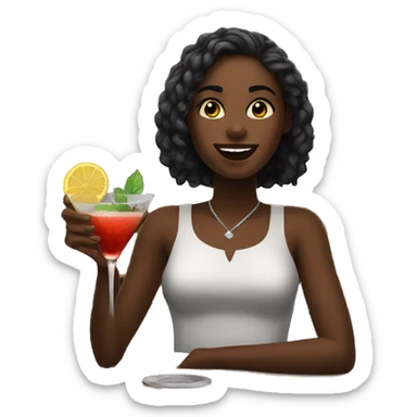 girl enjoying cocktail at bar with broken arm sticker