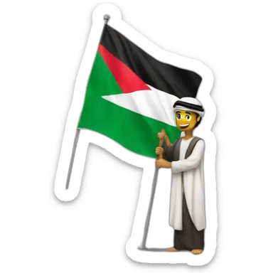 Arab holding Palestine flag sticker