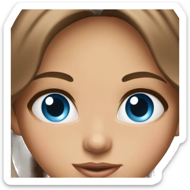 Beautiful tanned girl, long hair, brunette with brown hair, blue eyes, baby pink lips  sticker