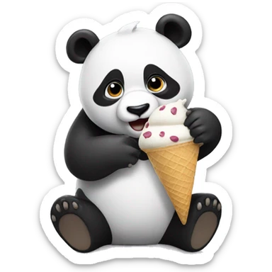 Panda eating ice cream sticker