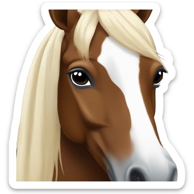 Extremely dark liver chestnut pinto horse with blonde mane and white face  sticker