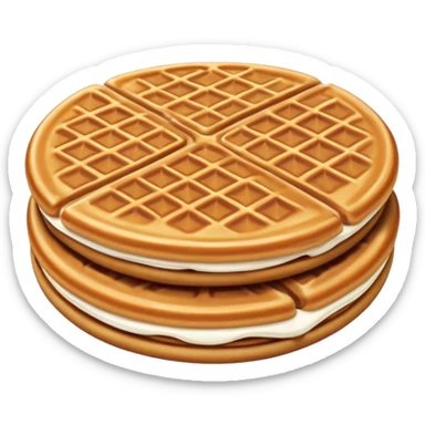 Stroopwafel Cinematic Realistic Stroopwafel Dessert Emoji, depicted as a single, flat, delicate caramel-filled waffle cookie rendered with crisp textures and warm, inviting lighting. sticker
