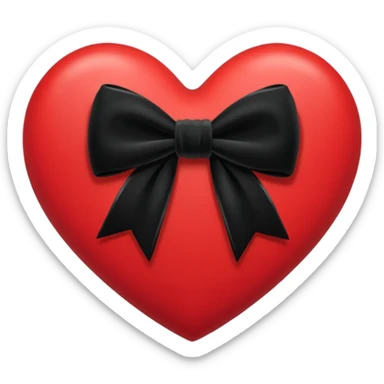 heart with black velvet bow sticker