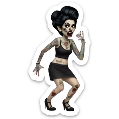 amy winehouse zombie dancing with tattoos sticker