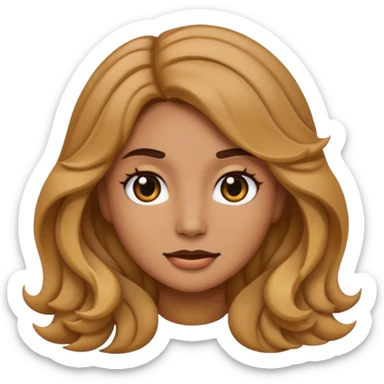 female emoji with tan skin, wavy medium hair, black eyes sticker