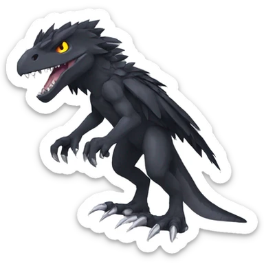  Cool Edgy Black Digimon-Fakemon-Raptor-Reptile full body sticker