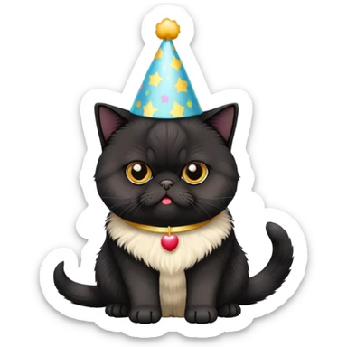 Fully All black exotic shorthair birthday sticker
