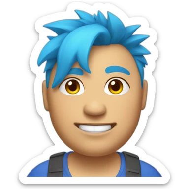 Middle-aged fat lesbian Chilean very short spiky bright blue hair sticker