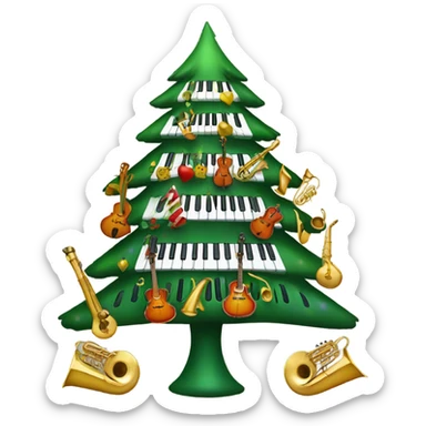 A Christmas tree decorated with musical instruments  sticker