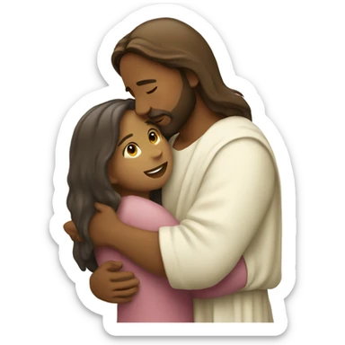 Girl hugging Jesus  sticker