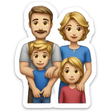 European Family Man, Woman, Boy, Boy, Boy sticker
