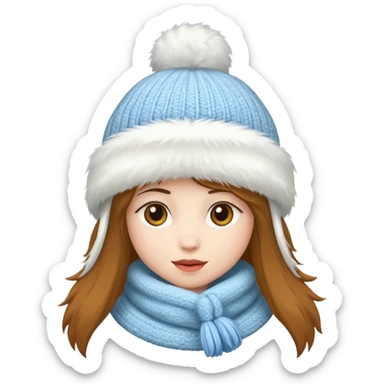 big fluffy fur winter hat sticker