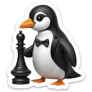Pinguin playing chess sticker