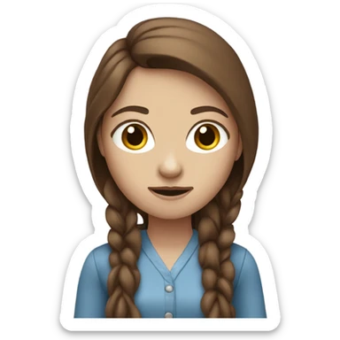 it's the normal emoji standing woman but she is white, blue eyed, with long brown hair sticker