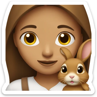 Girl with brown rabbit  indoors sticker
