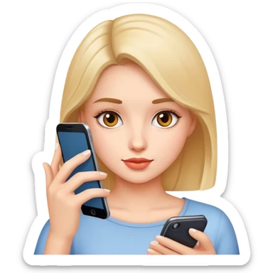 beautiful girl use’s phone sticker