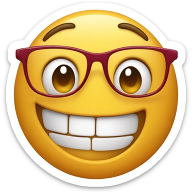 Laughing emoji with glasses with heart eyes and pointing  sticker