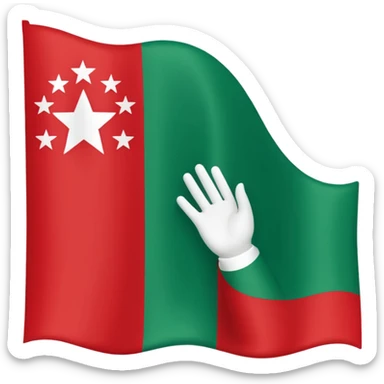 Abkhazian flag emoji with a white hand and seven stars on a red and green background sticker